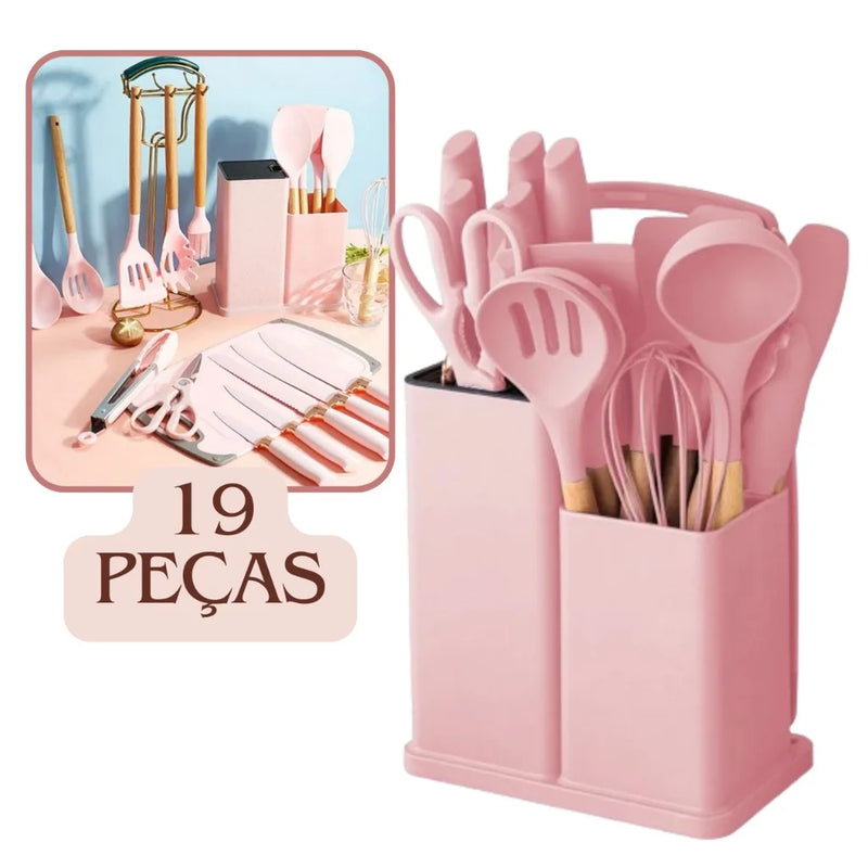 Kit Completo Jogo Utensílios de Cozinha 19 Peças