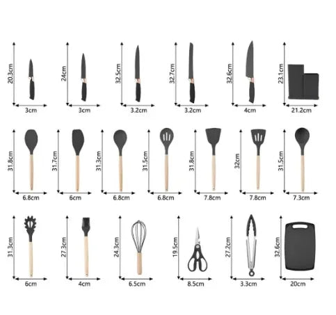 Kit Completo Jogo Utensílios de Cozinha 19 Peças